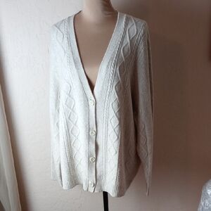 NWT J. Jill Cream Cable Knit Cardigan